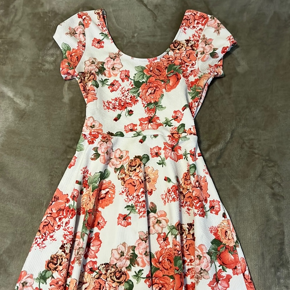 Floral Dress with Capped Sleeves